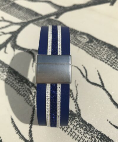 bracelet cuir bleu fermoir aimant