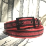 ceinture biothane rouge a paillettes rouges noires