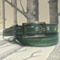 ceinture biothane vert a paillettes grises vertes