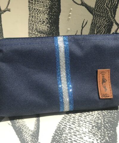 pochette de ceinture pour téléphone équitation bleu marine paillettes bleu vif grises