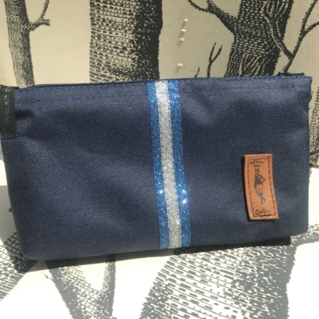 pochette de ceinture pour téléphone équitation bleu marine paillettes bleu vif grises