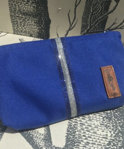 pochette de ceinture pour téléphone équitation bleu roi paillettes bleu grises