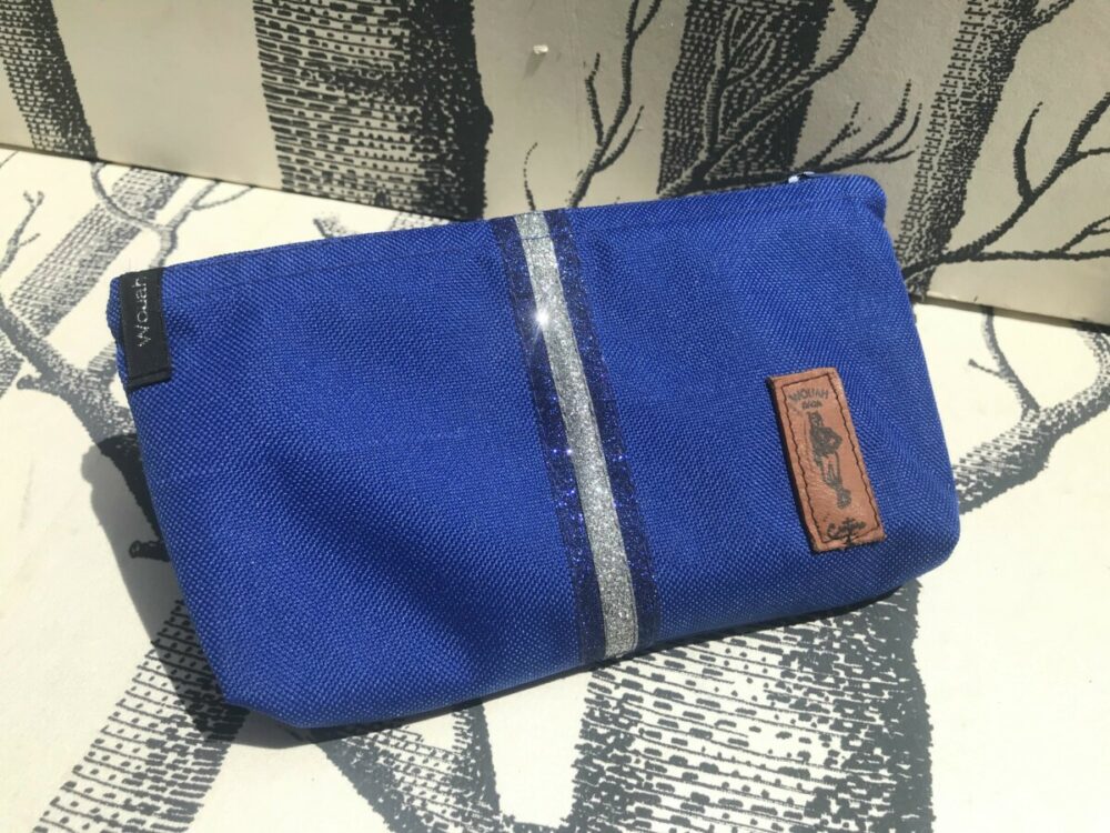 pochette de ceinture pour telephone equitation bleu roi paillettes bleu roi grises
