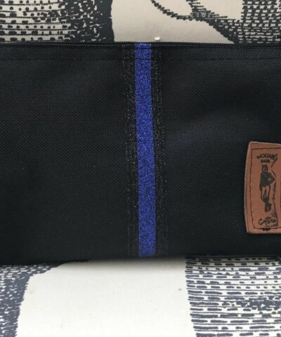 pochette de ceinture pour téléphone équitation noire paillettes noires bleu roi