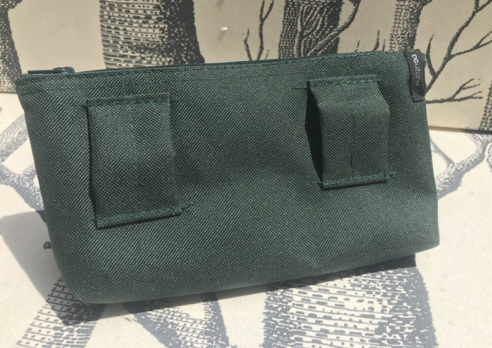 pochette de ceinture pour téléphone équitation vert sapin paillettes grises verso